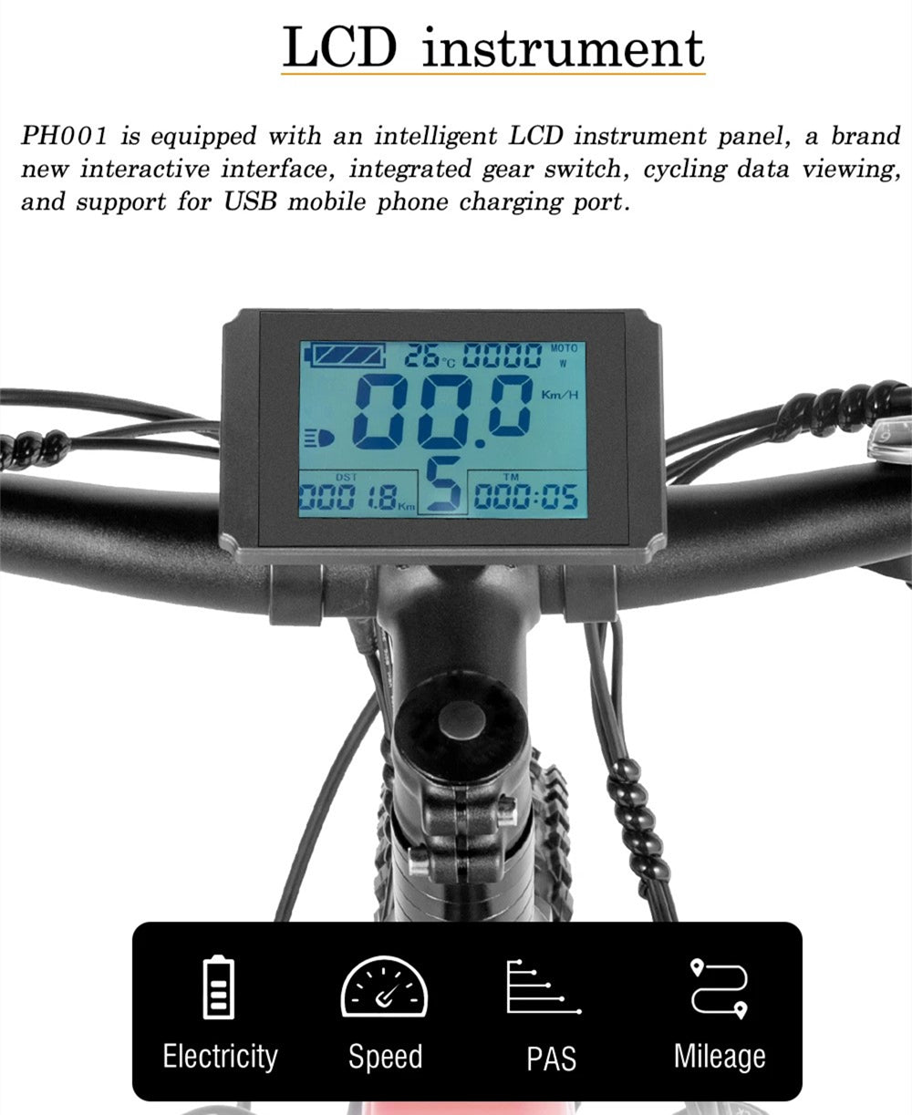 Professional Off-road 27.5 Inches Electric Mountain Bike , UP to 45km/h , 48V 20Ah Large Lithium Battery , Both Hydraulic Disc Brakes , Aluminum Alloy Frame , 27.5 "×2.8" CST Tires , with Pedal Assist System