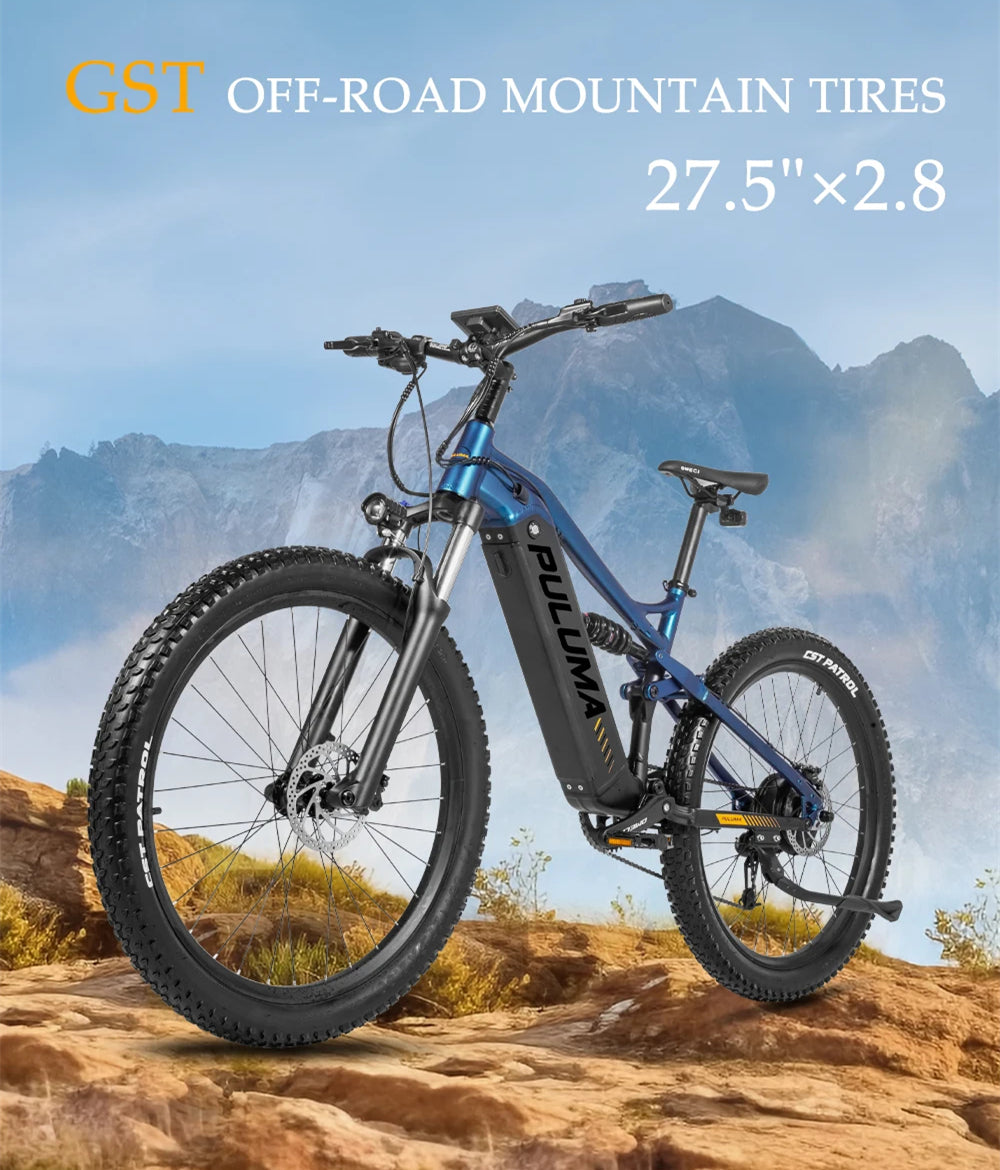 Professional Off-road 27.5 Inches Electric Mountain Bike , UP to 45km/h , 48V 20Ah Large Lithium Battery , Both Hydraulic Disc Brakes , Aluminum Alloy Frame , 27.5 "×2.8" CST Tires , with Pedal Assist System