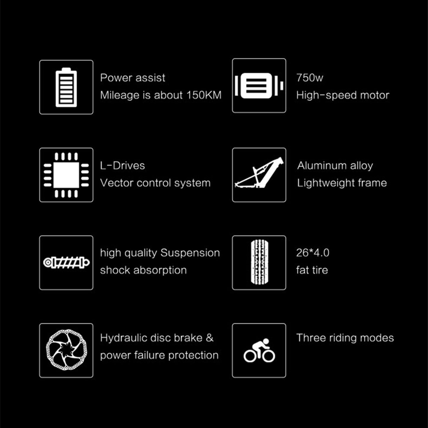 RV800 PLUS 48V 20Ah Fashionable Electric Bike 26 Inch 7 Speed Transmission system Up To 52Km/h Front & Rear Hydraulic Disc Brake