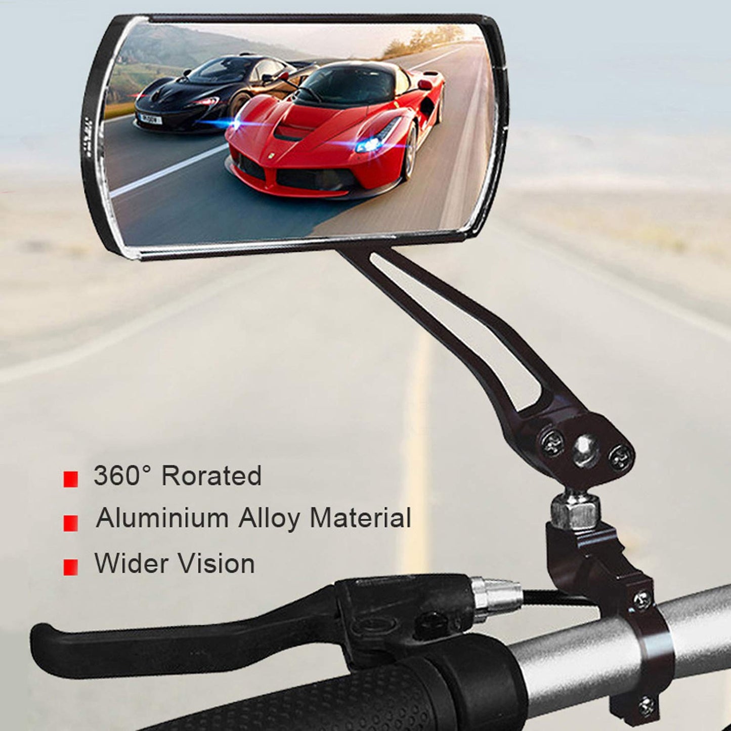 Bicycle Rear Mirror Flexible Adjustable Handlebar Rearview Mirror for Mountain Bike Wide Vision (ang.)