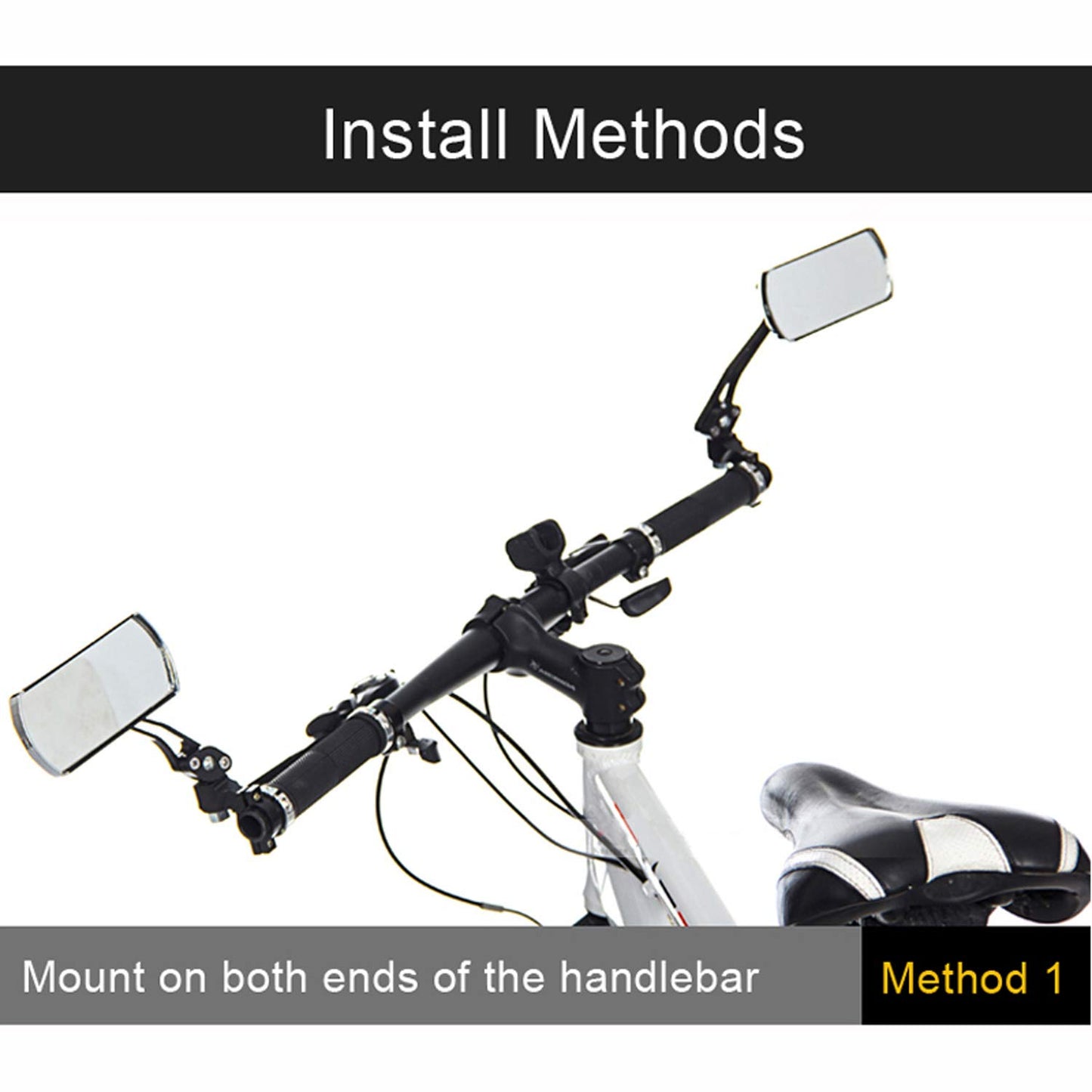 Bicycle Rear Mirror Flexible Adjustable Handlebar Rearview Mirror for Mountain Bike Wide Vision (ang.)