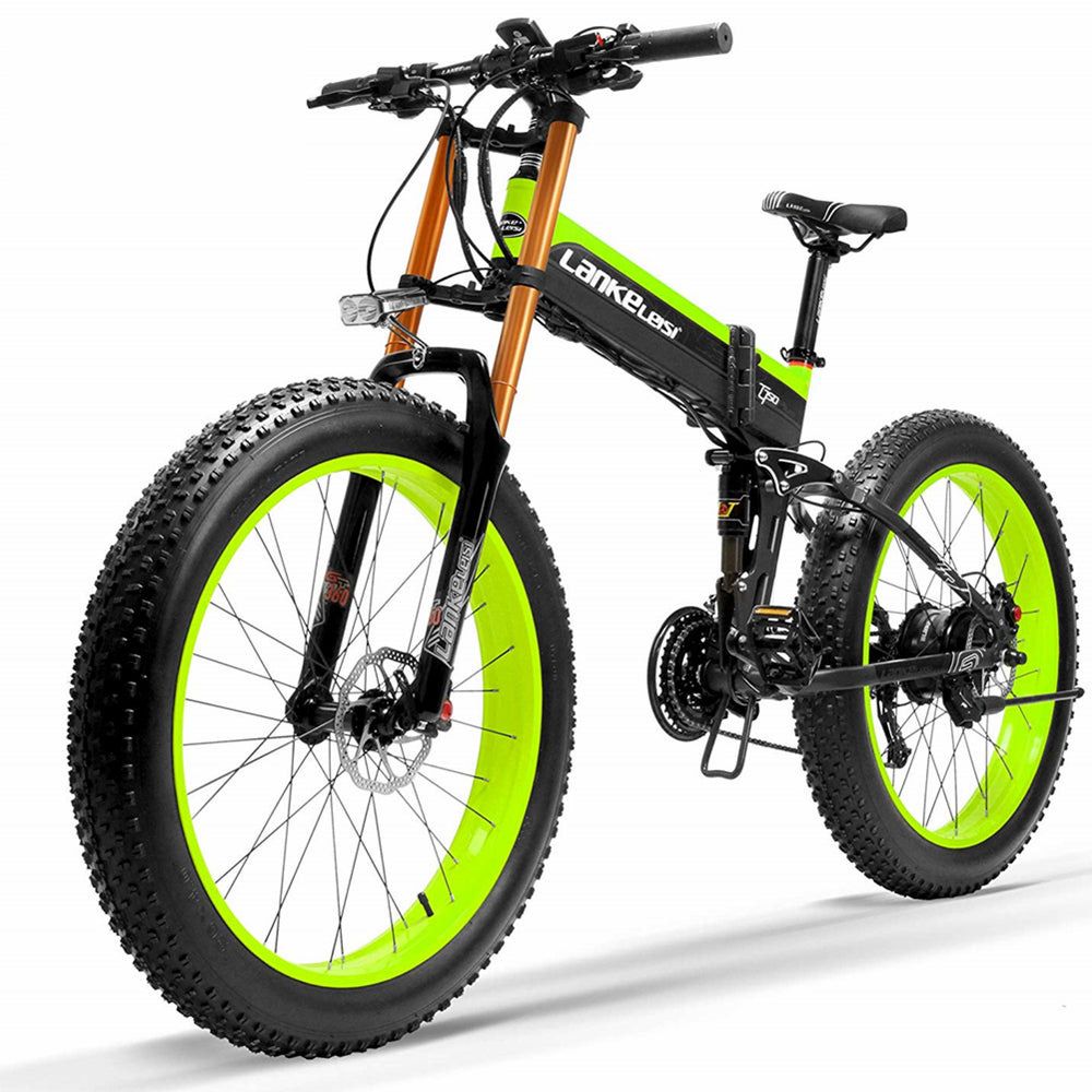 Lankeleisi XT750Plus 1000W Powerful Electric Fat Tire Bike, 5 Level Pedal Assist, 48V 14.5A/17.5A Large Capacity Lithium Battery, adopt Double shoulder suspension downhill fork