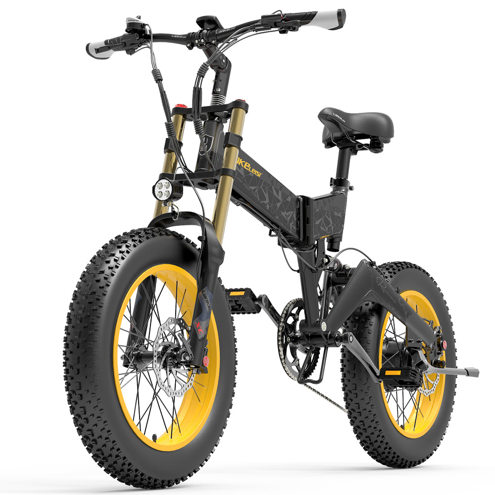 Furcă față Lankeleisi X3000plus Air 20 inch 4.0 Fat Tire Bicicletă de zăpadă, Bicicletă de munte pliabilă, Motor 1000 W, Suspensie completă, Furcă față îmbunătățită