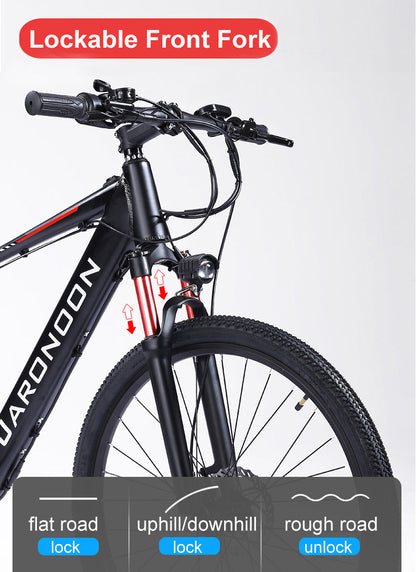 Bicicleta de montaña eléctrica F1 de 27,5 pulgadas, motor de 500 W, 48 V, 10 Ah/15 Ah, batería integrada de gran capacidad, horquilla de suspensión de resorte de aceite, freno de disco hidráulico