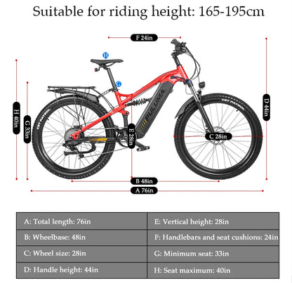 Professional Off-road 27.5 Inches Electric Mountain Bike , UP to 45km/h , 48V 20Ah Large Lithium Battery , Both Hydraulic Disc Brakes , Aluminum Alloy Frame ,  27.5 "×2.8" CST  Tires , with Pedal Assist System