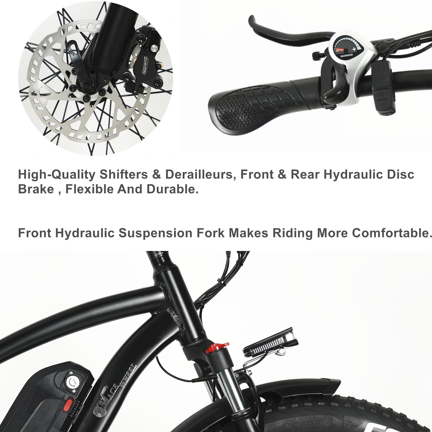 M26 750 Powerful Electric Bike 26 Inch Fat Tired Mountain Bike Śnieg 15Ah Lith (ang.)