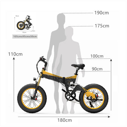 Furcă față Lankeleisi X3000plus Air 20 inch 4.0 Fat Tire Bicicletă de zăpadă, Bicicletă de munte pliabilă, Motor 1000 W, Suspensie completă, Furcă față îmbunătățită