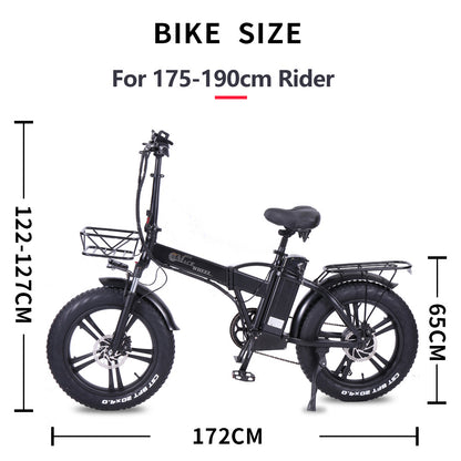 GW20 IW 20 Inch Folding Electric Bike, Integrated Wheel, 48V 750W Fat Tire Bicycle 30-45km/h Speed