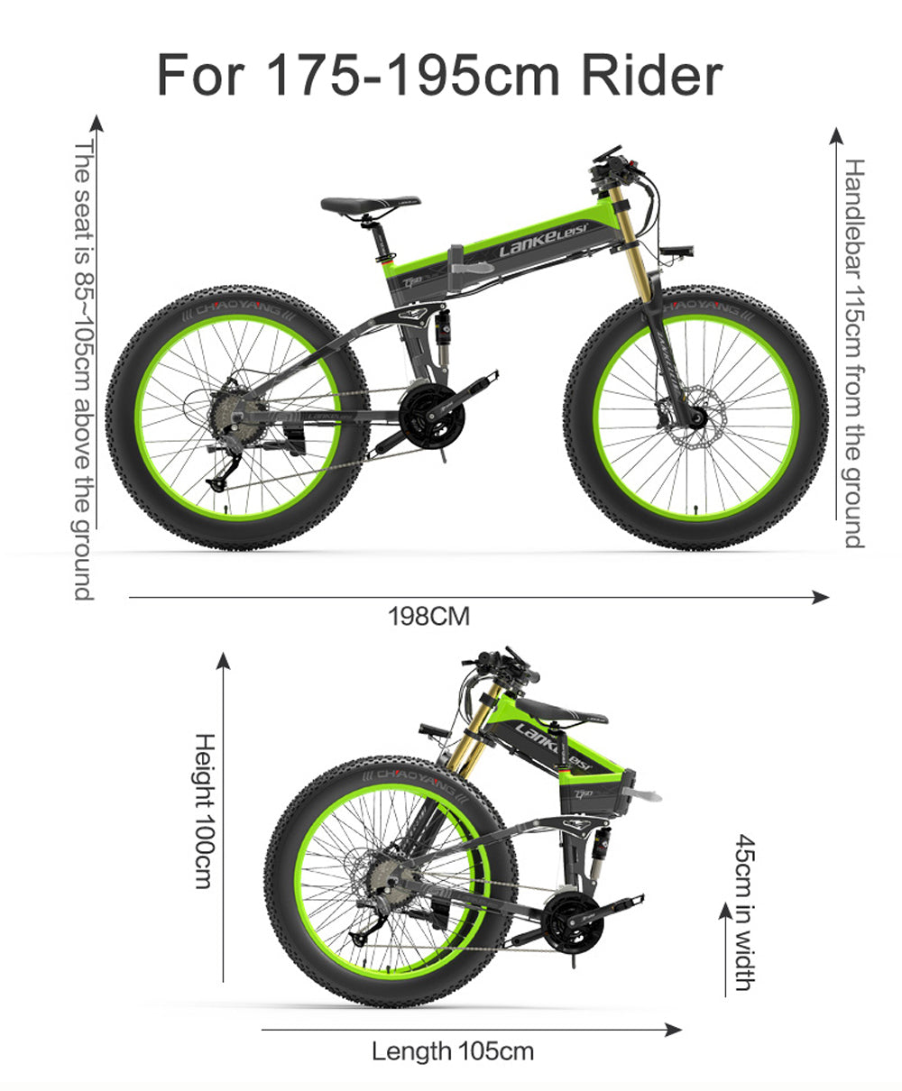 Lankeleisi XT750Plus 1000W Powerful Electric Fat Tire Bike, 5 Level Pedal Assist,  48V 14.5A/17.5A Large Capacity Lithium Battery, adopt Double shoulder suspension downhill fork