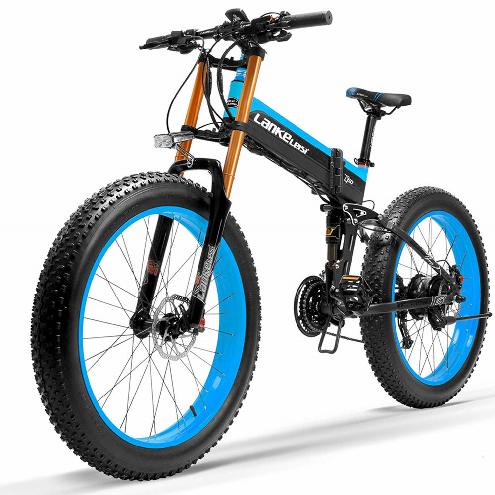 Lankeleisi XT750Plus 1000W Powerful Electric Fat Tire Bike, 5 Level Pedal Assist, 48V 14.5A/17.5A Stor Kapacitet Litium Batteri, anta Dubbel axel suspension nedförsbacke gaffel