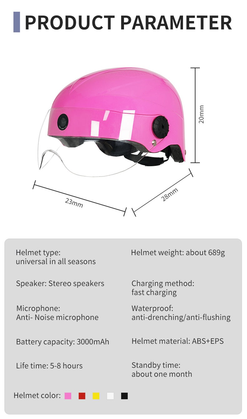 AI Smart Helmet with Front & Rear HD Built-in Camera, Bluetooth Calling and WIFI, Support Phone APP Live Check (ang.). Save and Share (ang.)