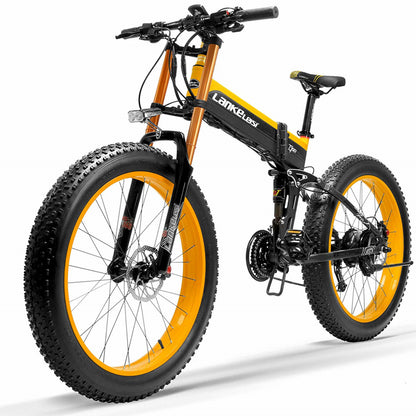 Lankeleisi XT750Plus 1000W Powerful Electric Fat Tire Bike, 5 Level Pedal Assist, 48V 14.5A/17.5A Stor Kapacitet Litium Batteri, anta Dubbel axel suspension nedförsbacke gaffel