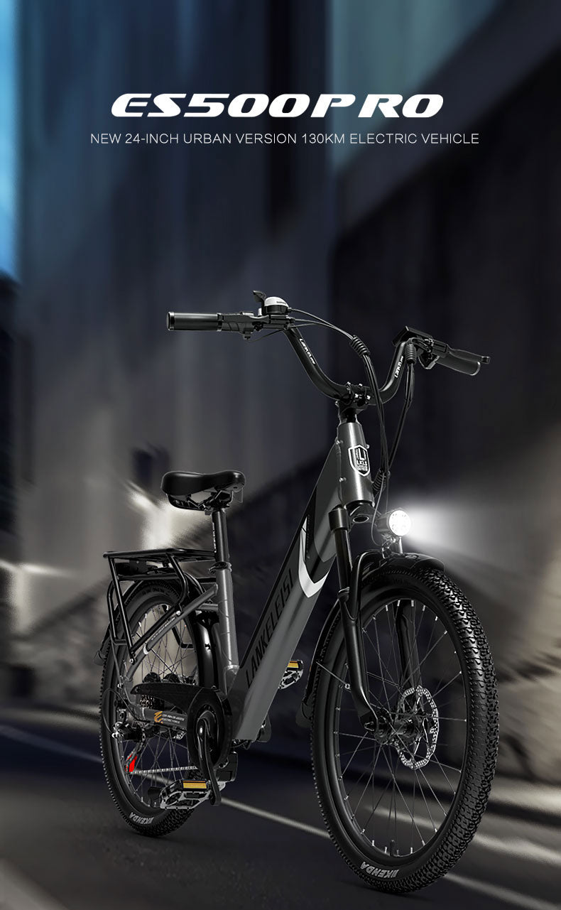 ES500 Pro 500W 48V 16Ah 130Km Uthållighet 24 tum Borstlös Motor Urban Electric Bike Dual Disc Brakes 32km/h Max Speed City Bik